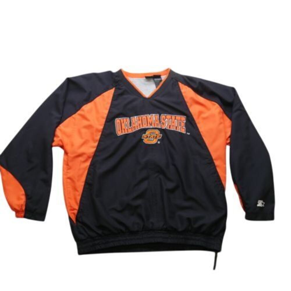 Vtg‎ Starter Oklahoma State Cowboys Jacket Mens Large Pullover NCAA Black Orange